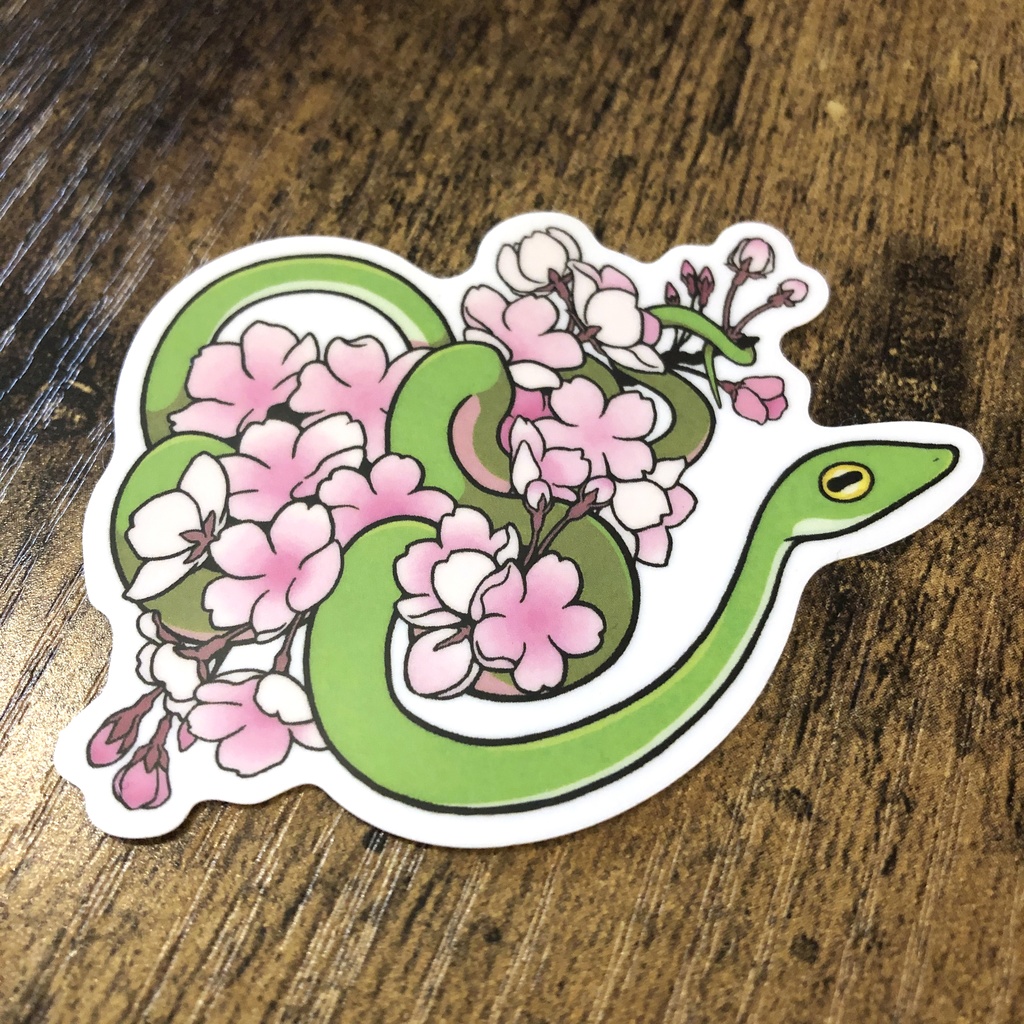 【ステッカー】ムチヘビと桜