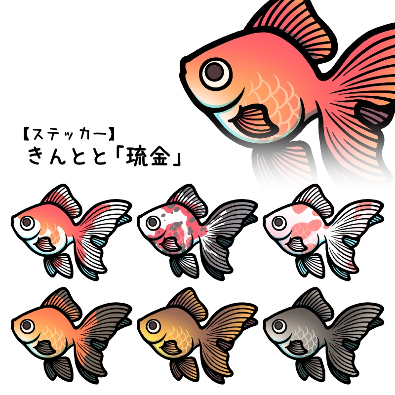 【ステッカー】きんとと「琉金」(7種類)
