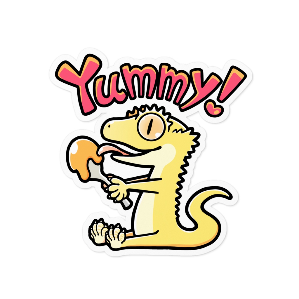 【ステッカー】Yummy！クレステッドゲッコー