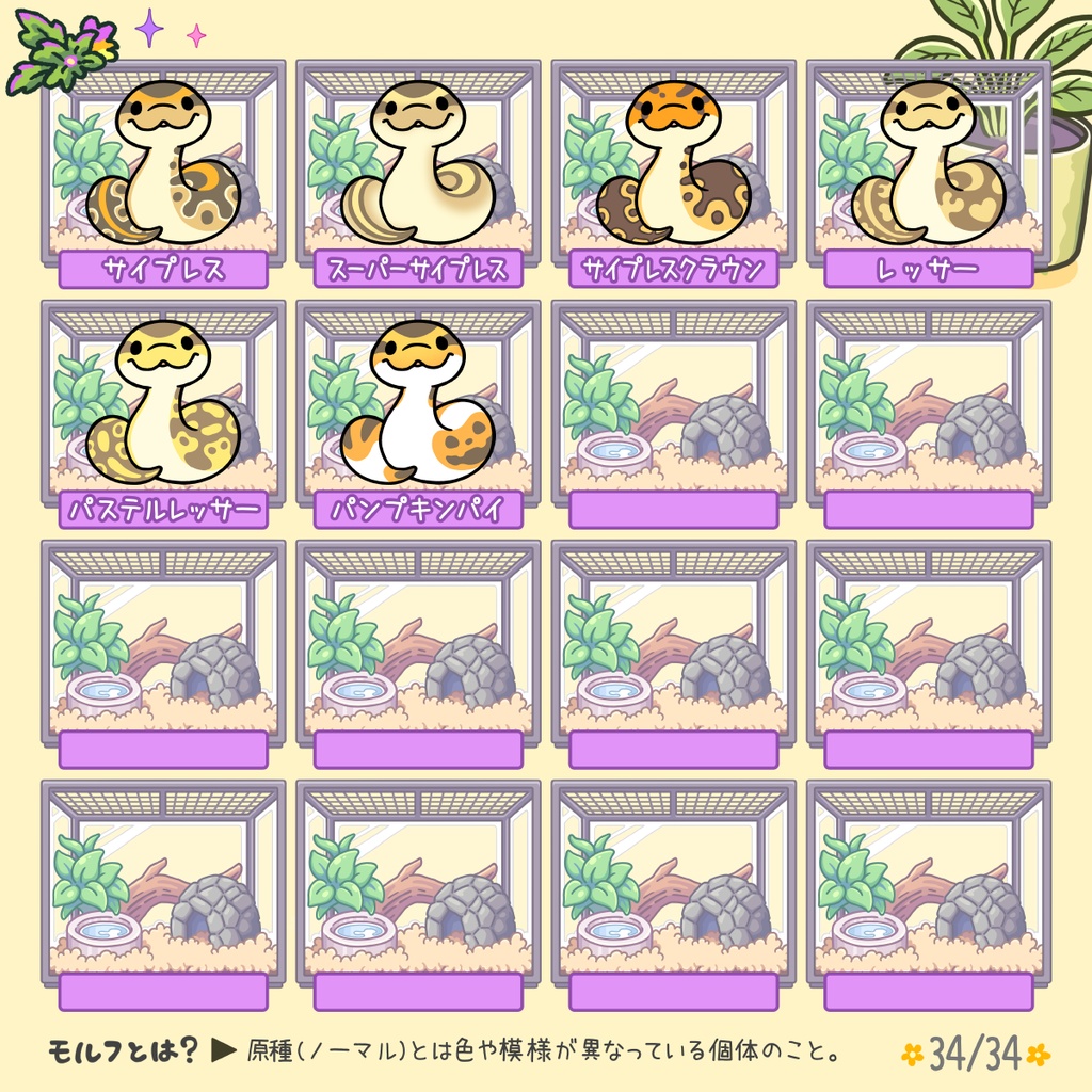 【スマホステッカー】ボールパイソン(34種類)
