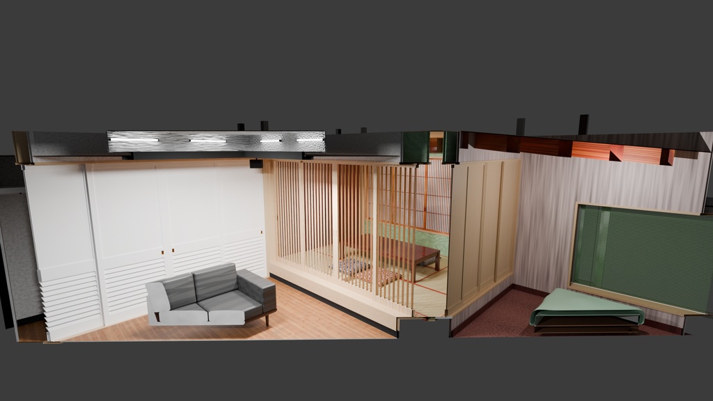 居間～和室～寝室の続き間