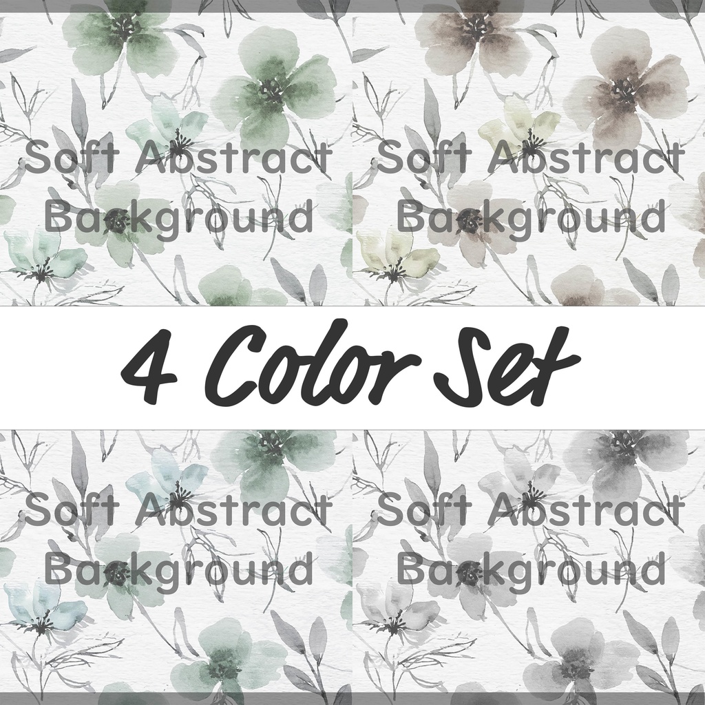  04_やさしい水彩フラワー背景素材｜ナチュラルボタニカル（4色セット）