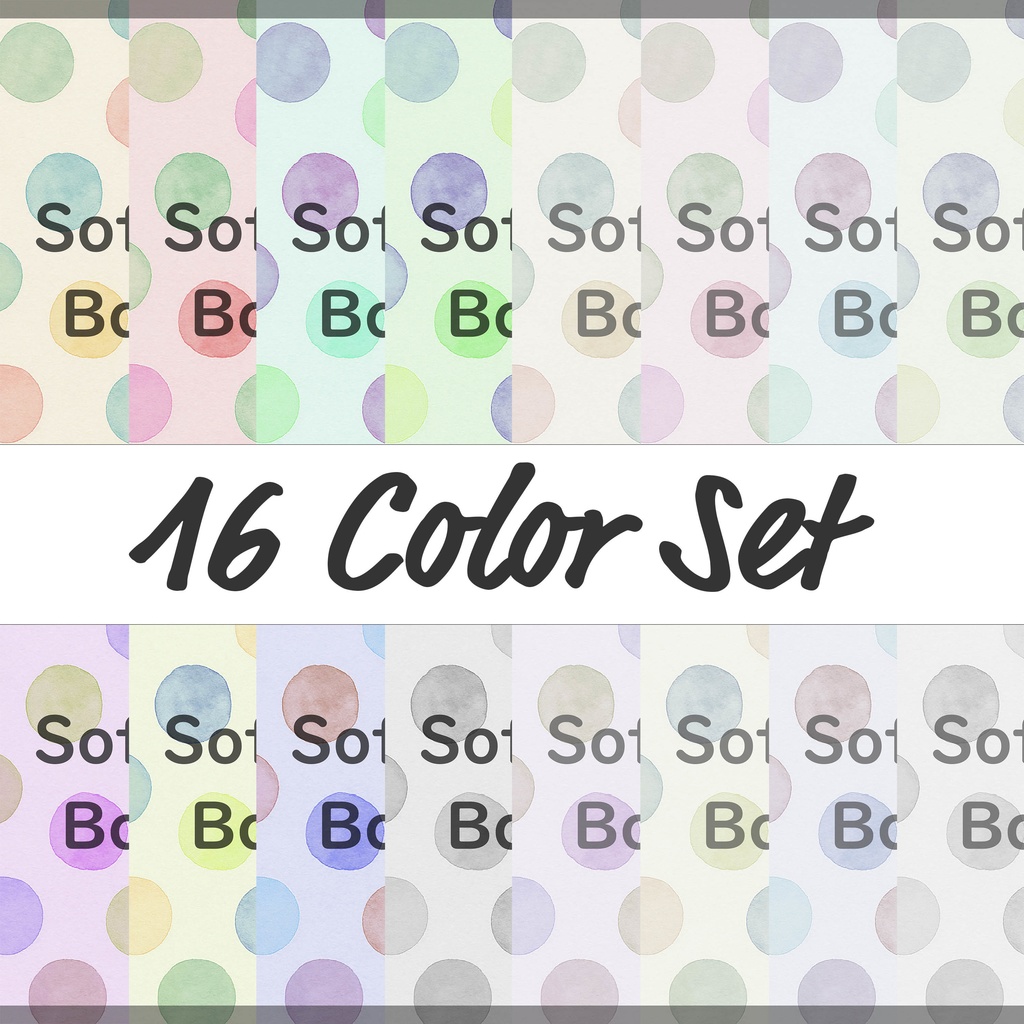 08_パステルドット背景素材｜ソフトな水彩風アブストラクト（16色セット）