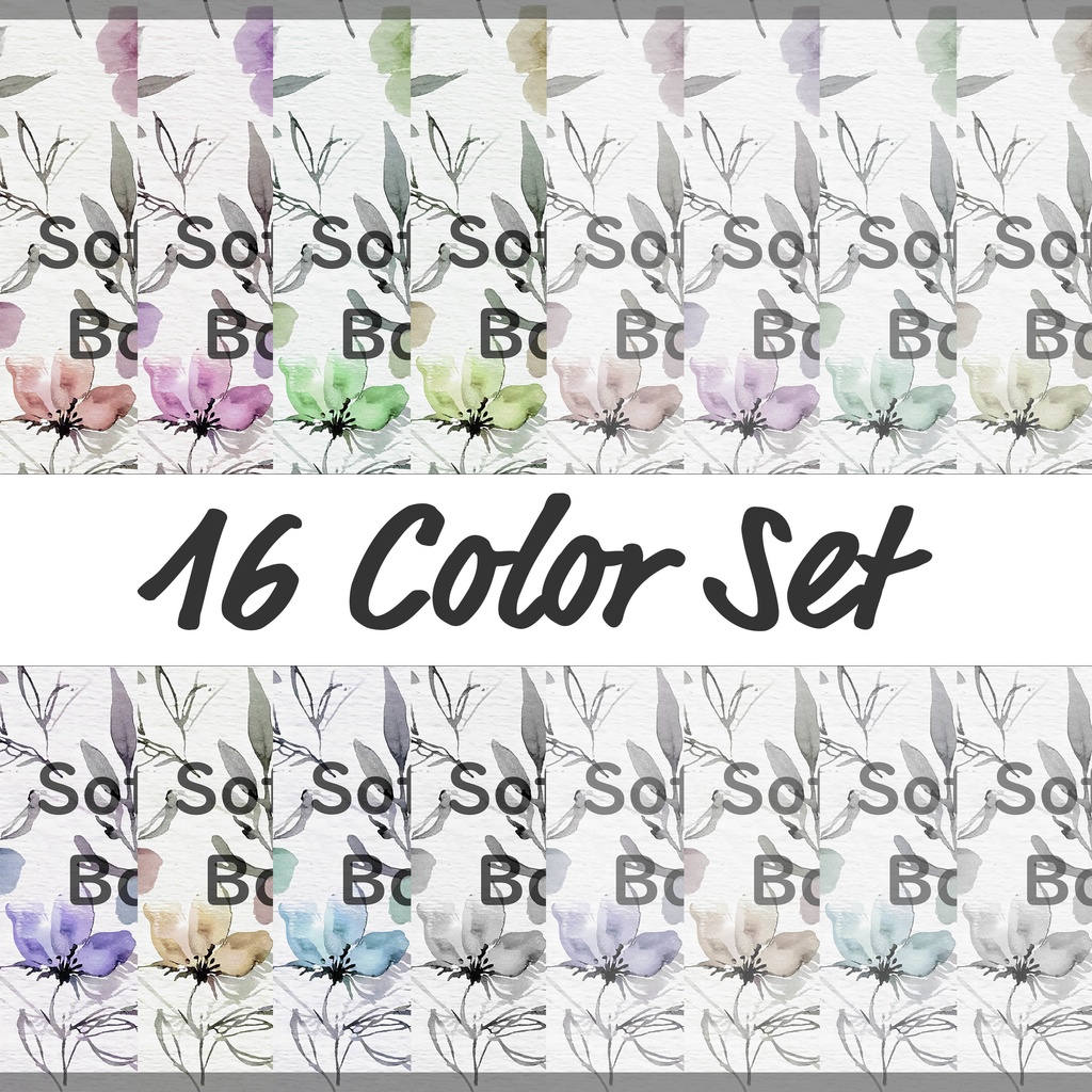 08_やさしい水彩フラワー背景素材｜ナチュラルボタニカル（16色セット）