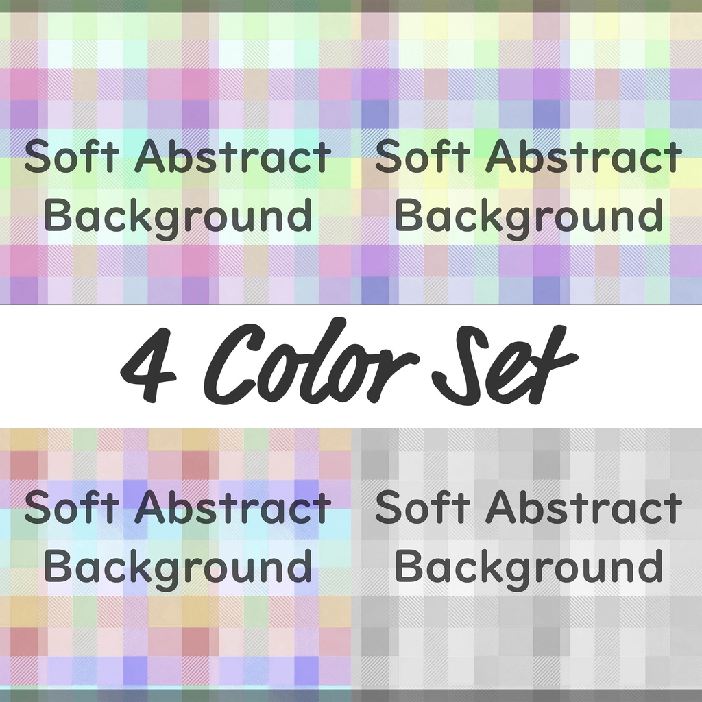 02_やさしい色合いのパステルチェック背景素材｜淡色グリッドパターン（4枚セット）