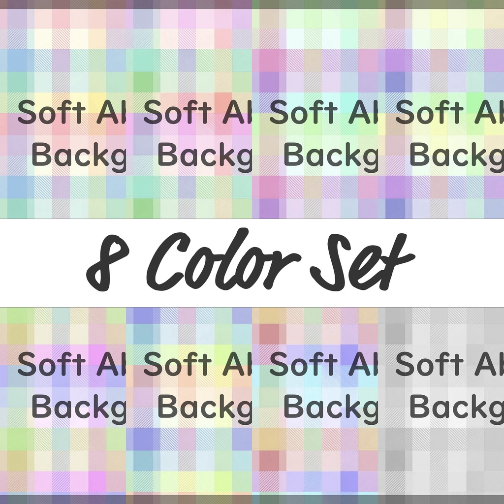 05_やさしい色合いのパステルチェック背景素材｜淡色グリッドパターン（8枚セット）