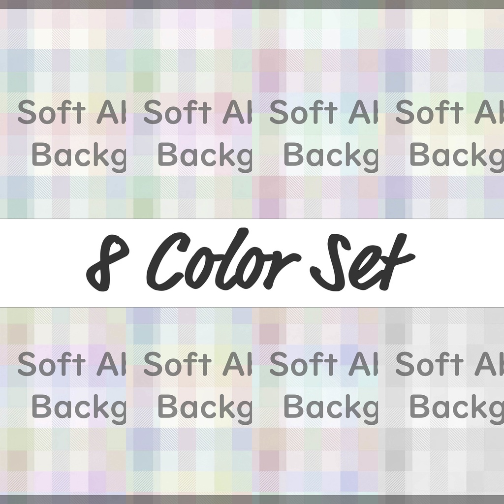 06_やさしい色合いのパステルチェック背景素材｜淡色グリッドパターン（8枚セット）