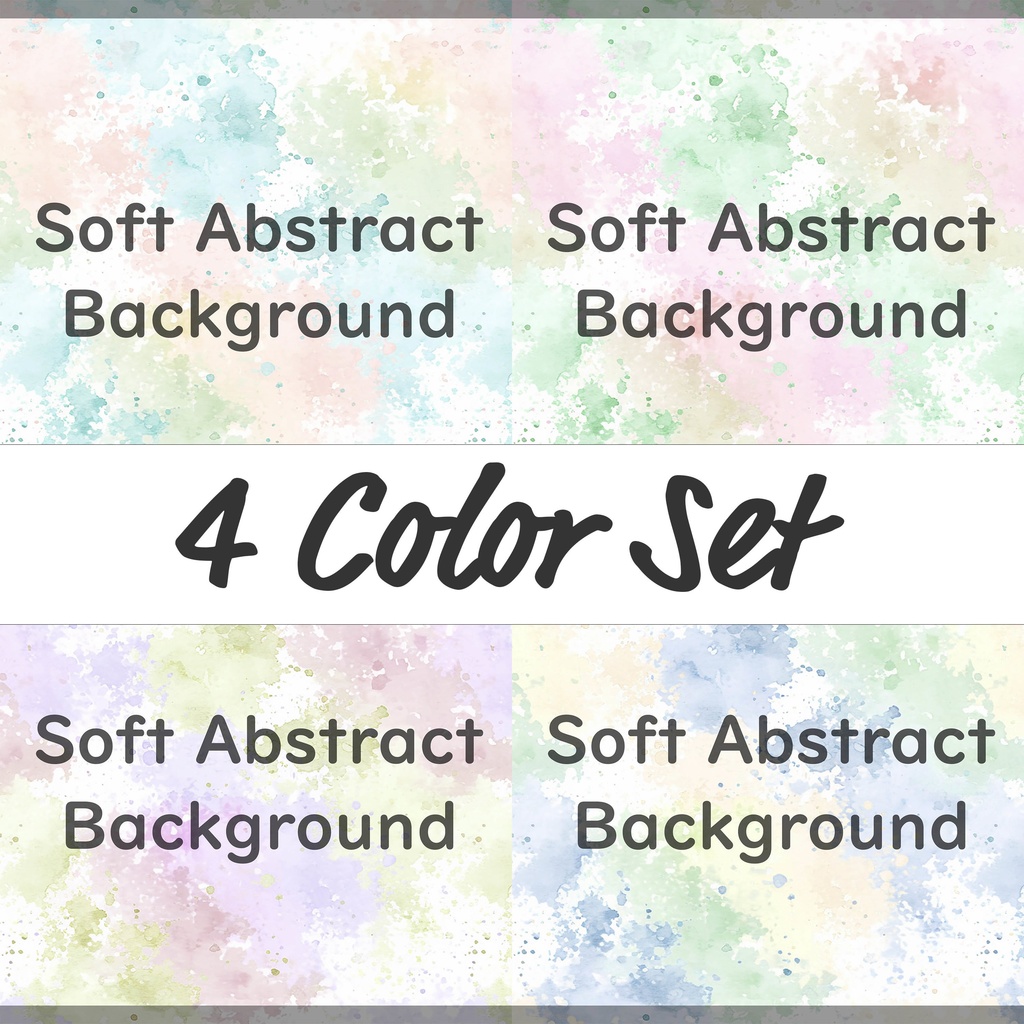 01_パステル水彩スプラッシュ背景素材｜やさしい抽象テクスチャ（4色セット）