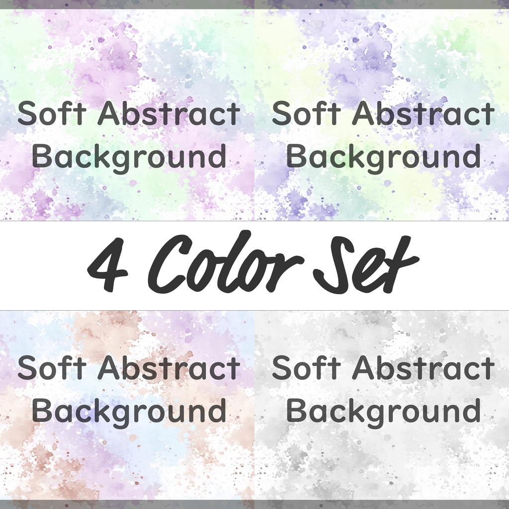 02_パステル水彩スプラッシュ背景素材｜やさしい抽象テクスチャ（4色セット）