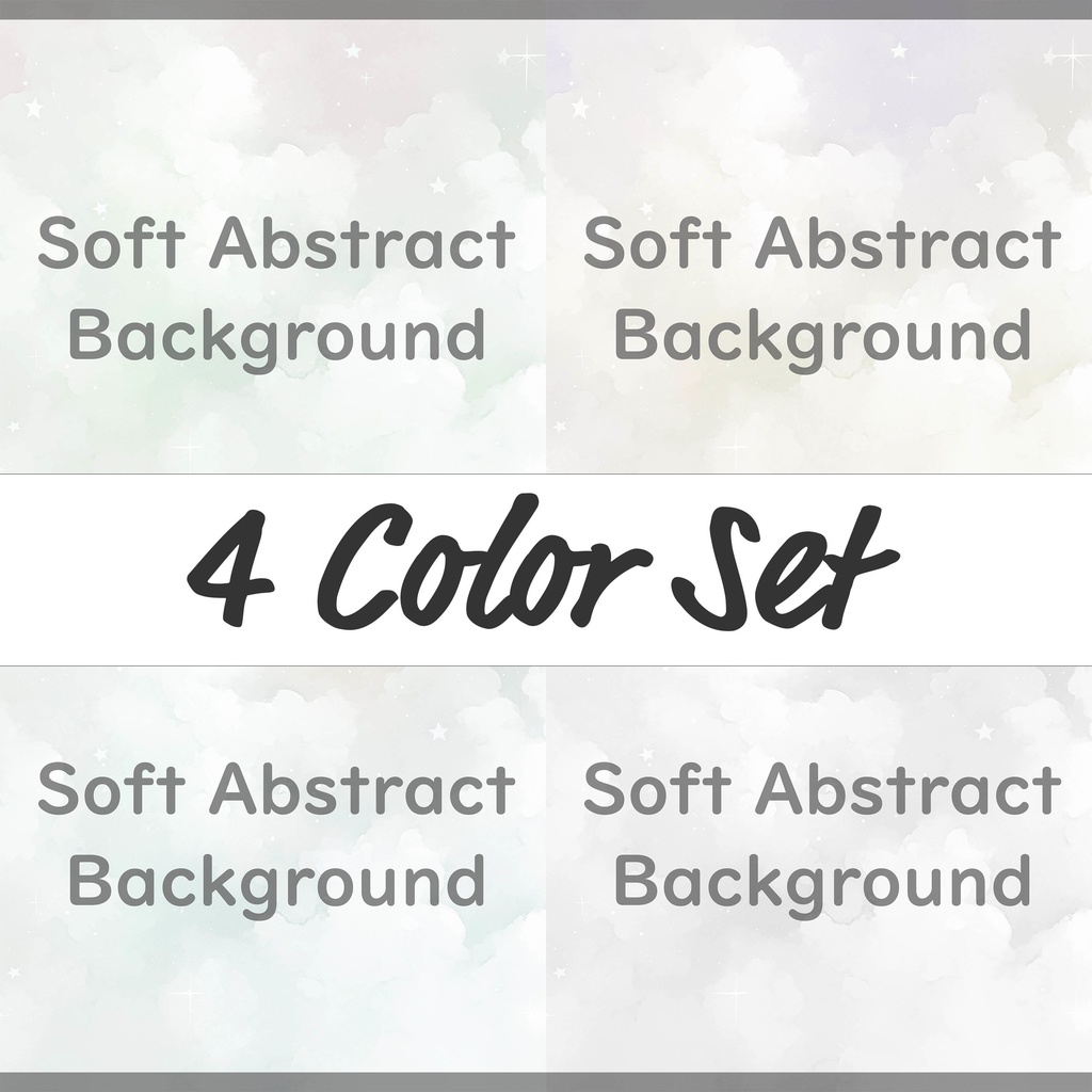 04_夢かわパステル雲と星の背景素材｜ふんわり空デザイン（4色セット）