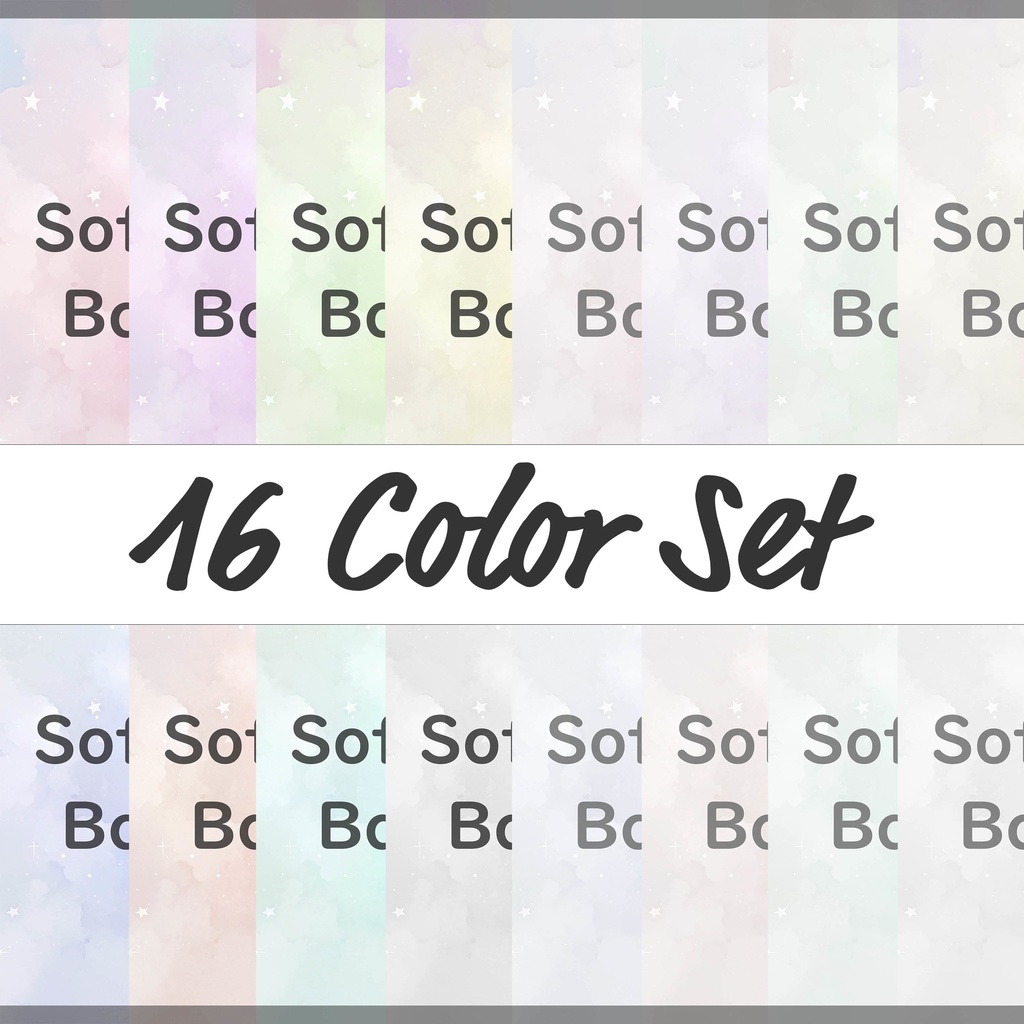 08_夢かわパステル雲と星の背景素材｜ふんわり空デザイン（16色セット）