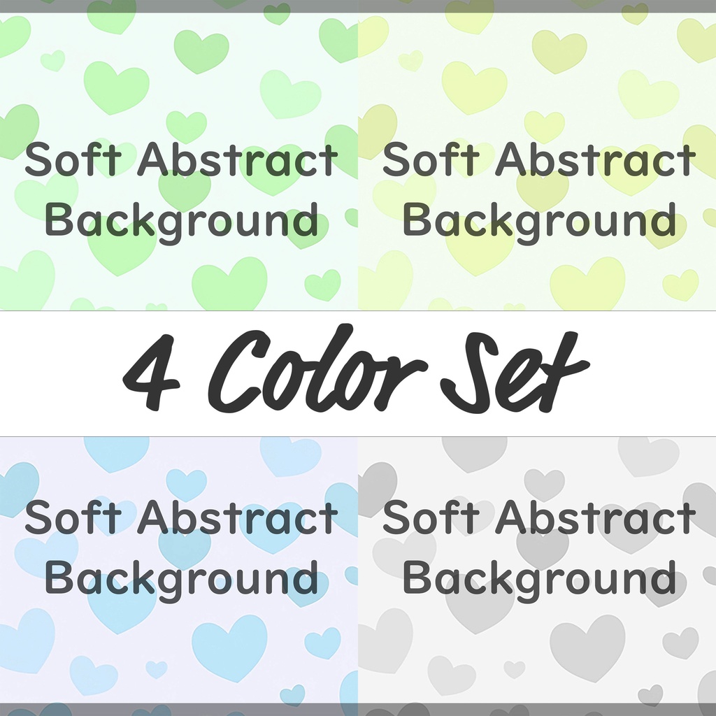 02_やさしいパステルハートの背景素材｜ふんわり恋色デザイン（4色セット）