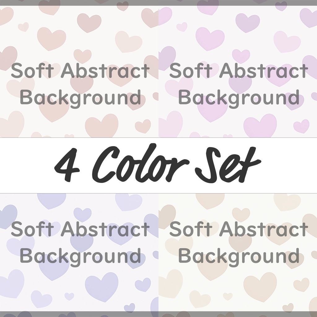 03_やさしいパステルハートの背景素材｜ふんわり恋色デザイン（4色セット）
