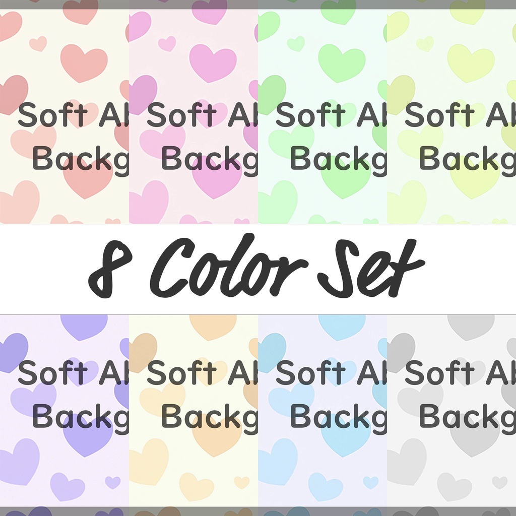 05_やさしいパステルハートの背景素材｜ふんわり恋色デザイン（8色セット）