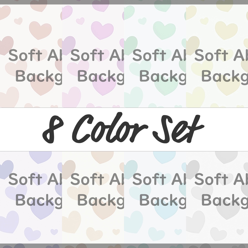 06_やさしいパステルハートの背景素材｜ふんわり恋色デザイン（8色セット）