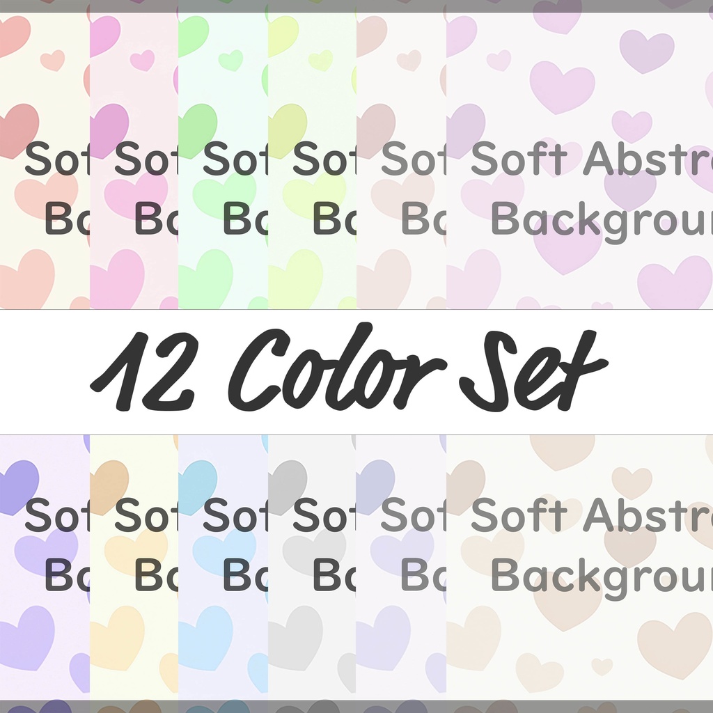 07_やさしいパステルハートの背景素材｜ふんわり恋色デザイン（12色セット）