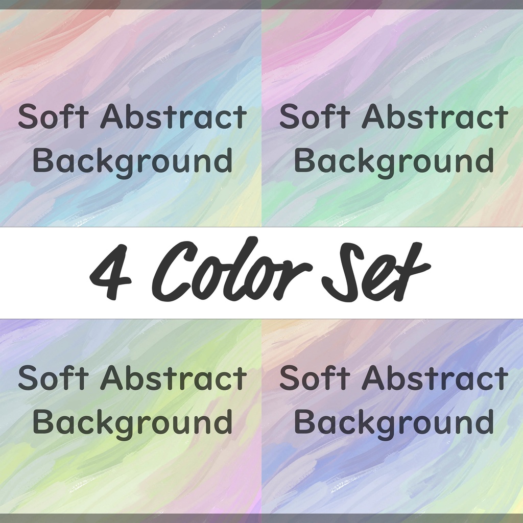 01_やさしい流彩パステルの抽象背景素材|ふんわり筆致デザイン(4色セット)