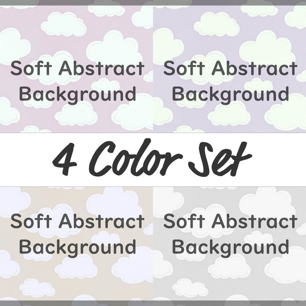 02_やさしい北欧タッチのふんわり雲空イラスト背景素材｜ナチュラルスカイデザイン（4色セット）