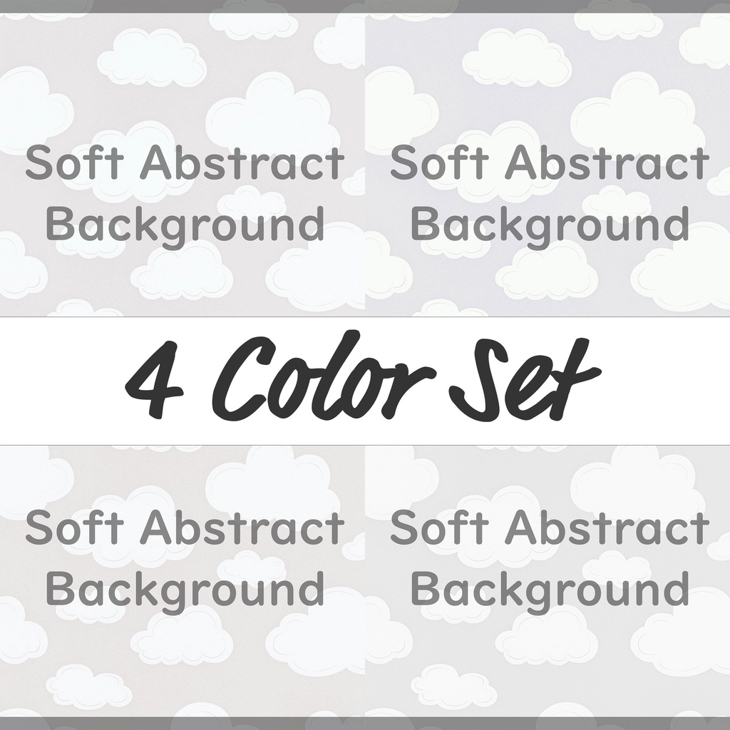 04_やさしい北欧タッチのふんわり雲空イラスト背景素材｜ナチュラルスカイデザイン（4色セット）