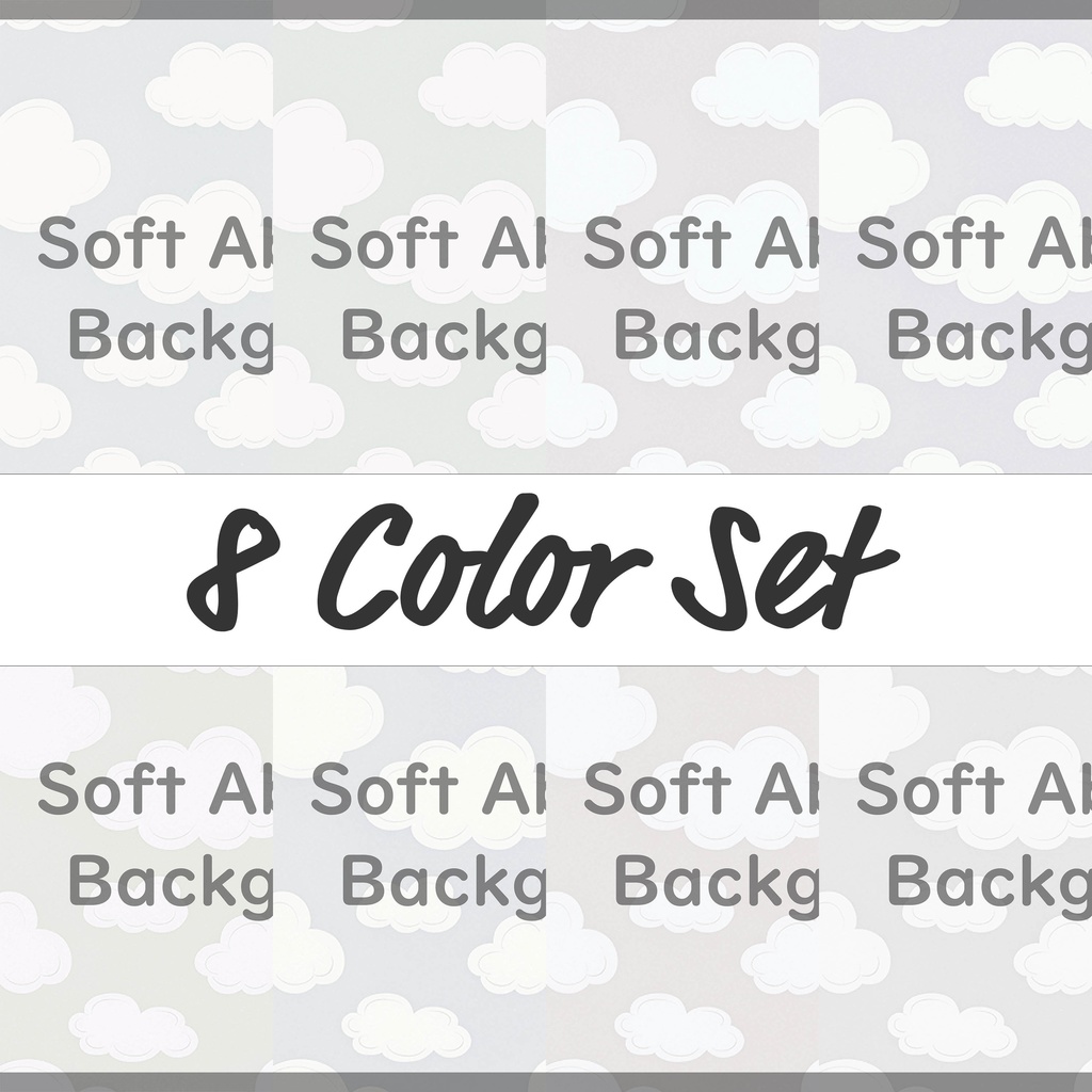 02_やさしい北欧タッチのふんわり雲空イラスト背景素材｜ナチュラルスカイデザイン（8色セット）