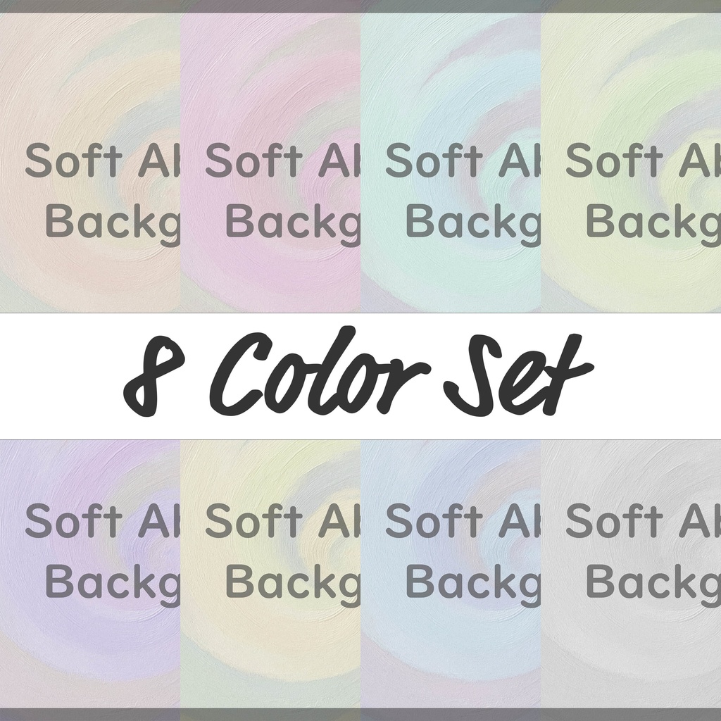 06_やさしく溶け合うパステル渦彩ブラッシュ背景素材｜ふんわり抽象テクスチャ（8色セット）