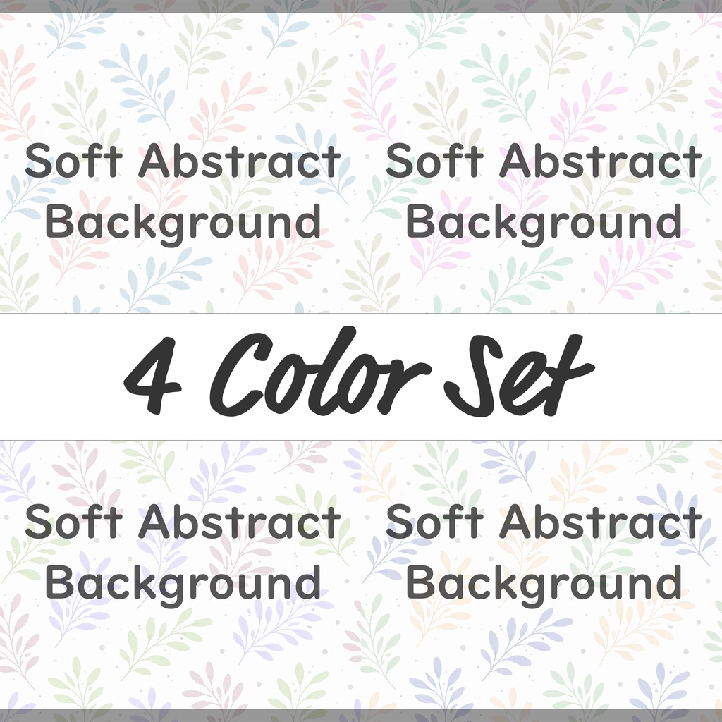 01_やさしいパステル葉っぱ背景|ナチュラル植物テクスチャ(4色セット)