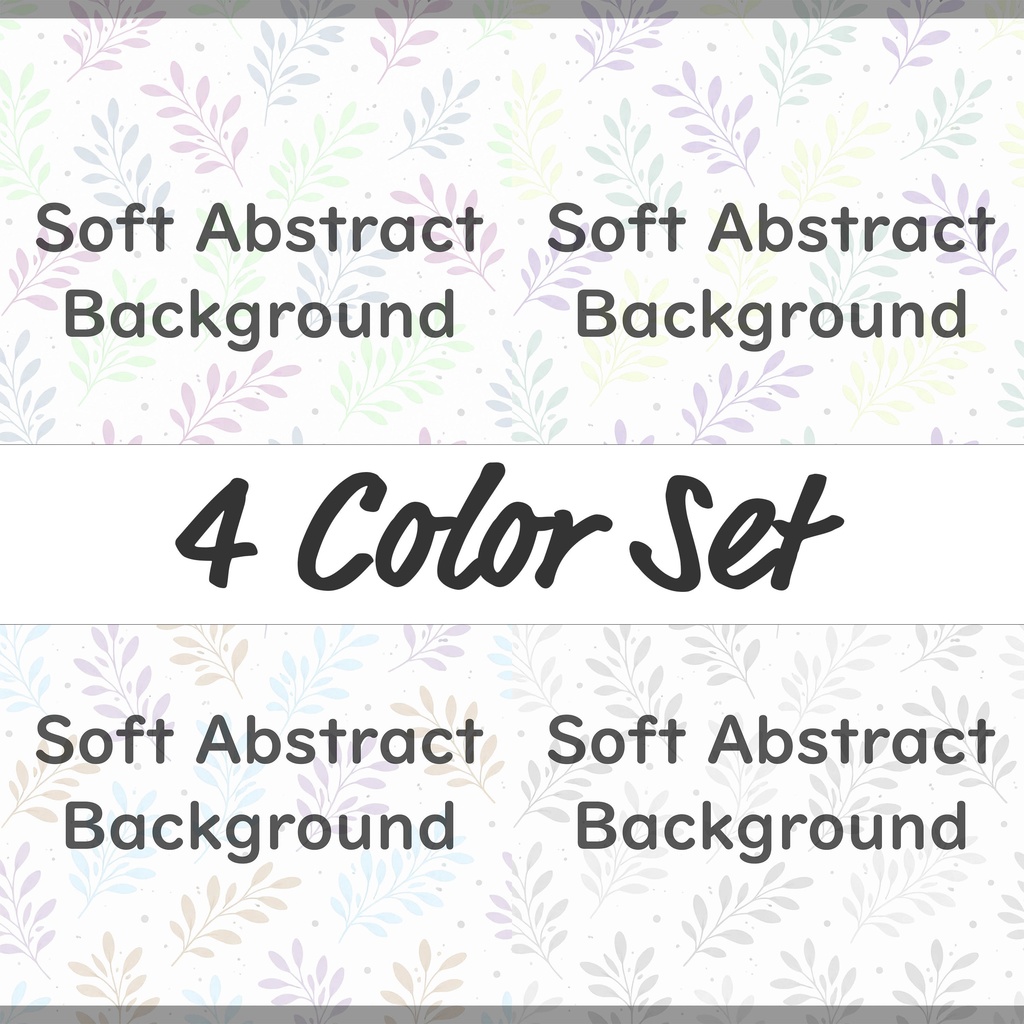 02_やさしいパステル葉っぱ背景｜ナチュラル植物テクスチャ（4色セット）