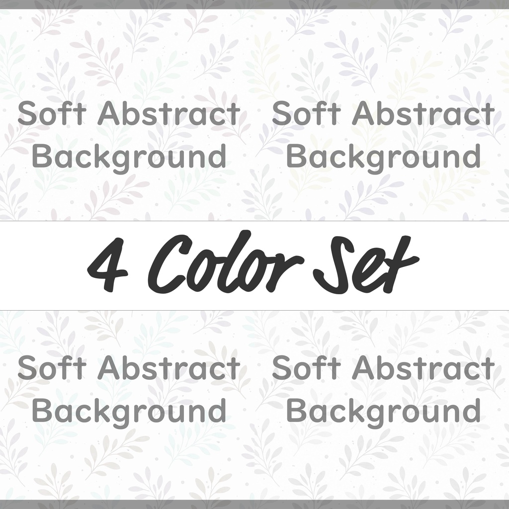 04_やさしいパステル葉っぱ背景|ナチュラル植物テクスチャ(4色セット)