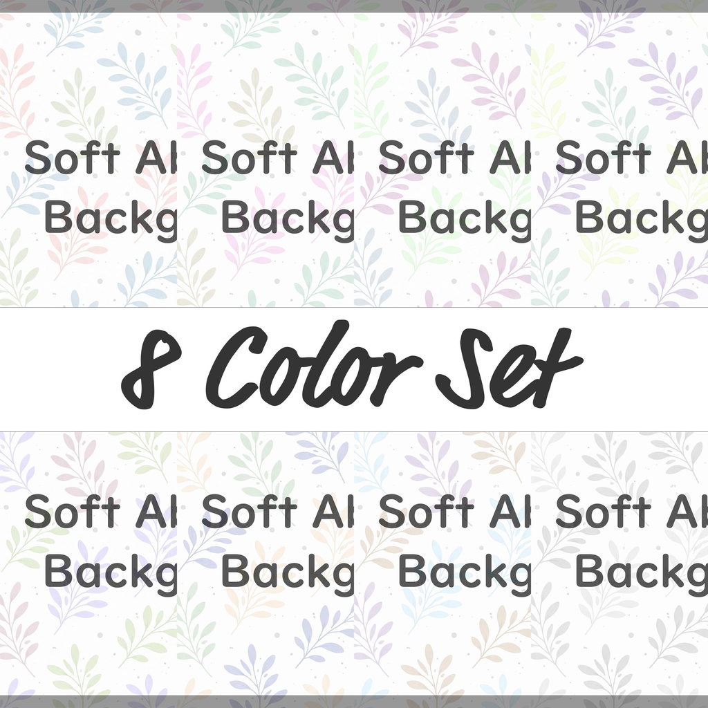 05_やさしいパステル葉っぱ背景｜ナチュラル植物テクスチャ（8色セット）