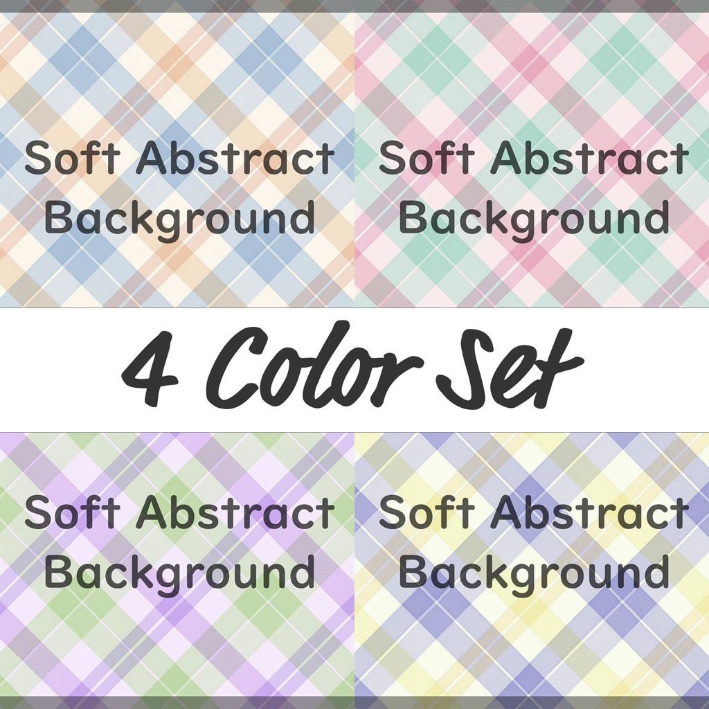 01_ソフトチェック柄ナチュラルテクスチャ背景素材|穏やかパステル(4色セット)