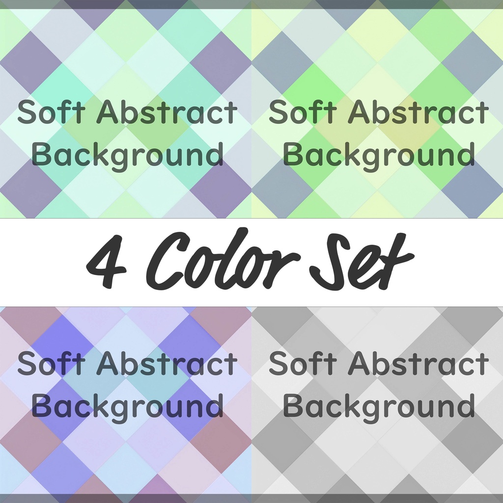 02_パステルダイヤチェック背景素材|やわらかグラデーション模様(4色セット)