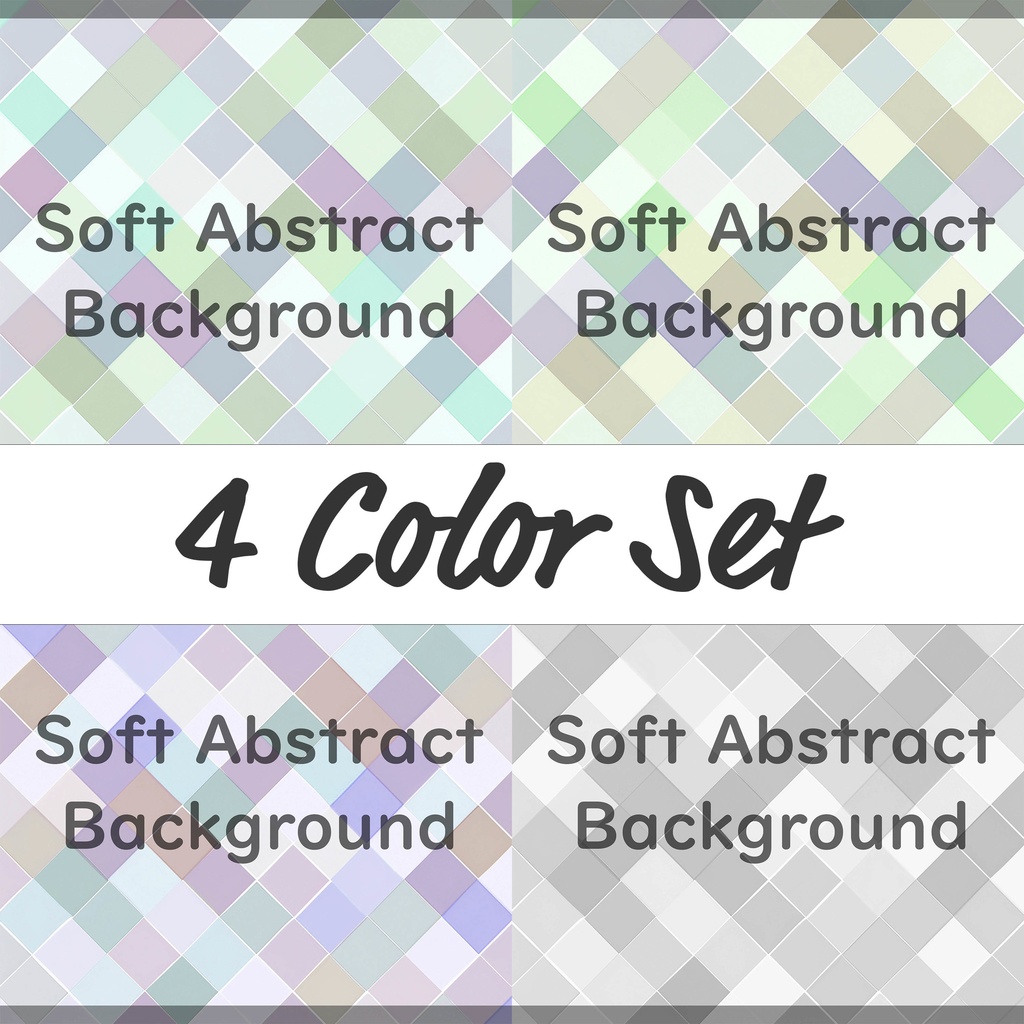 02_やわらかパステルダイヤ背景素材｜淡彩キルトチェックパターン（4色セット）