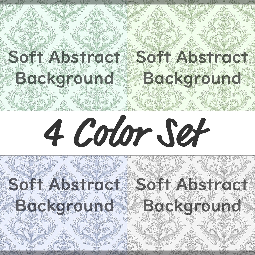 02_エレガントダマスクパターン背景素材｜やわらかクラシック装飾模様（4色セット）