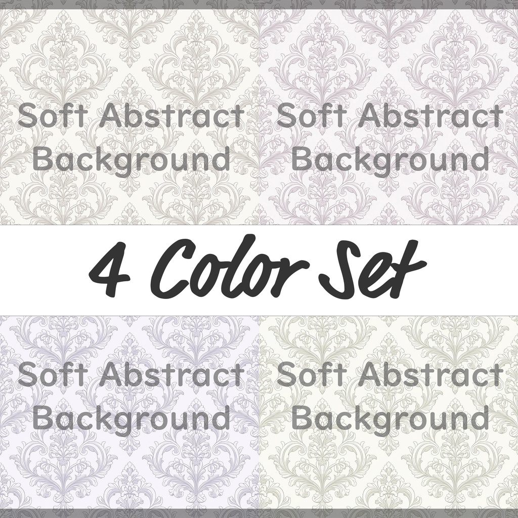 03_エレガントダマスクパターン背景素材｜やわらかクラシック装飾模様（4色セット）