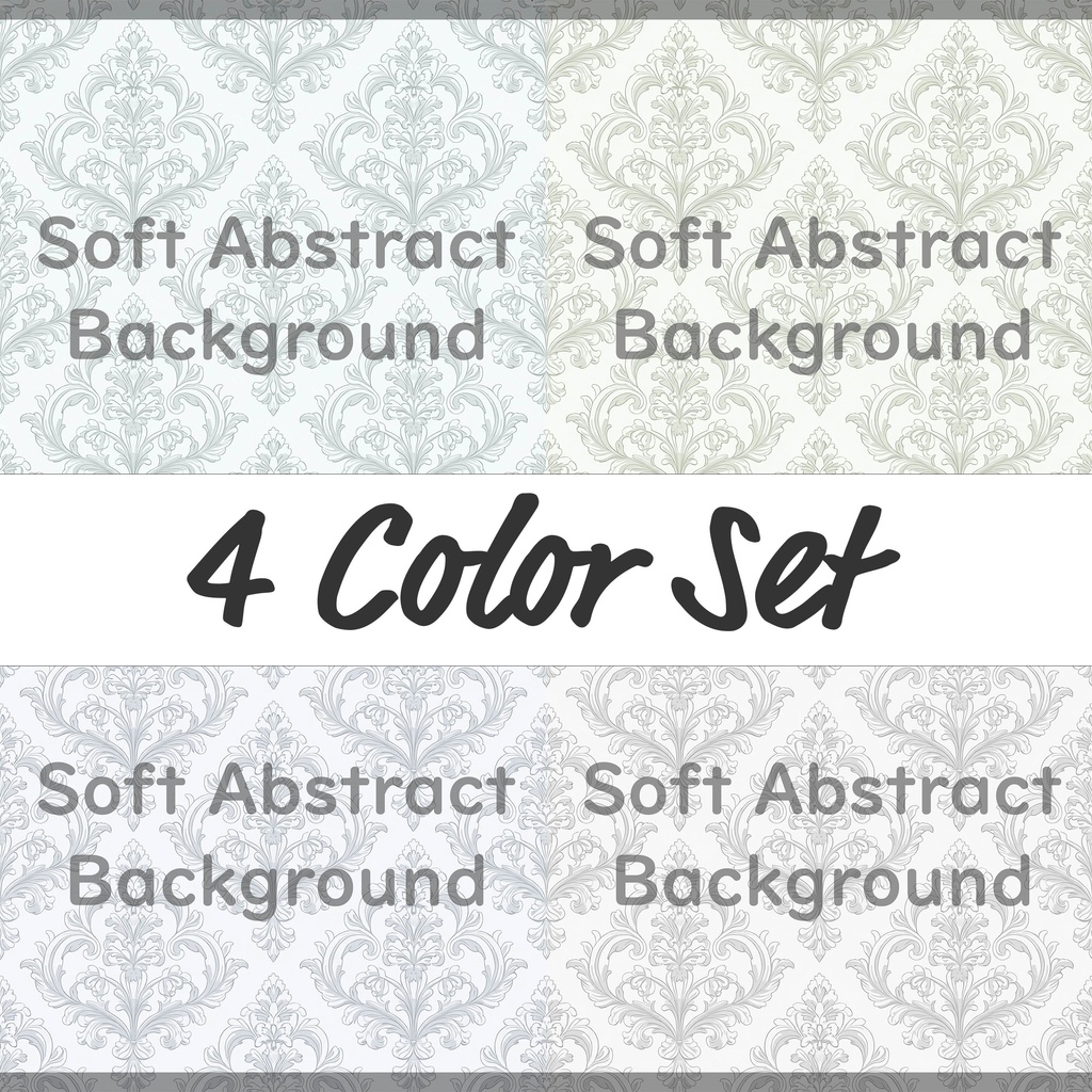 04_エレガントダマスクパターン背景素材｜やわらかクラシック装飾模様（4色セット）