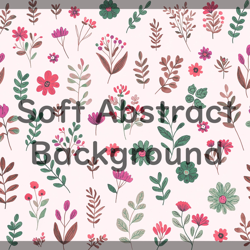 01_ナチュラルボタニカルフラワーパターン背景素材|やさしい北欧風草花装飾模様(4色セット)