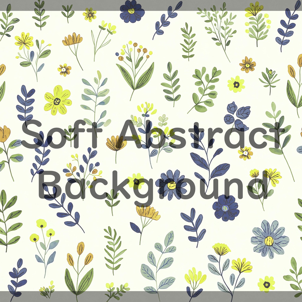 01_ナチュラルボタニカルフラワーパターン背景素材|やさしい北欧風草花装飾模様(4色セット)