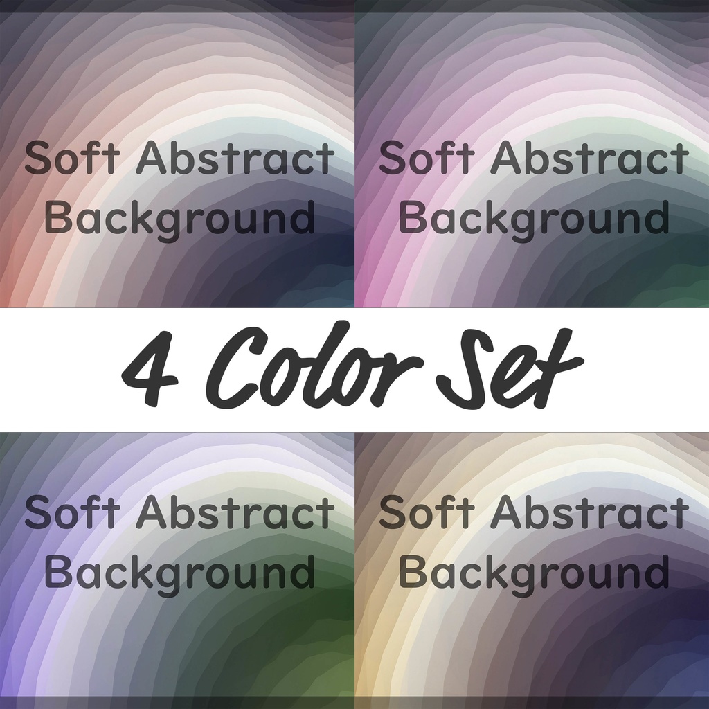 01_やさしいレイヤードグラデーション抽象背景素材｜淡彩ホライゾンシェードデザイン（4色セット）