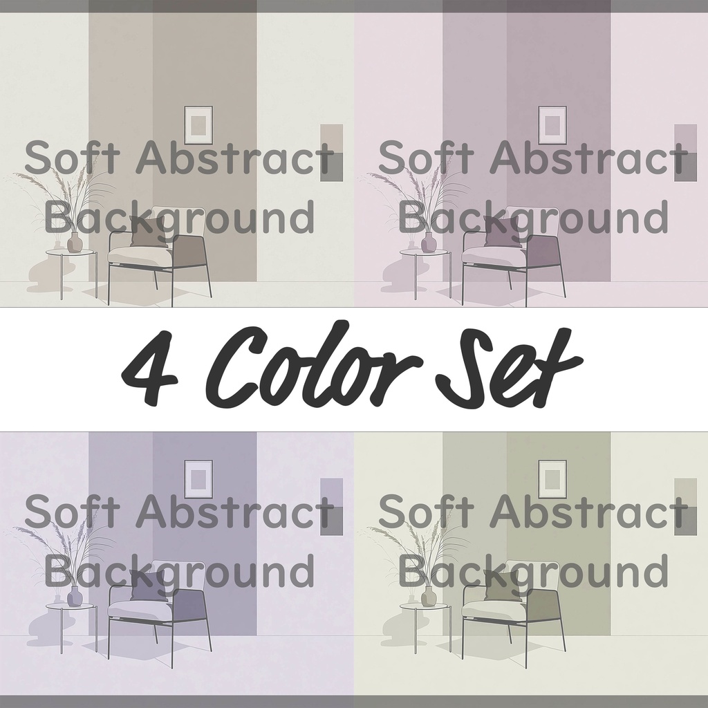 03_穏やかな室内シーン背景素材|シンプル居住空間(4色セット)