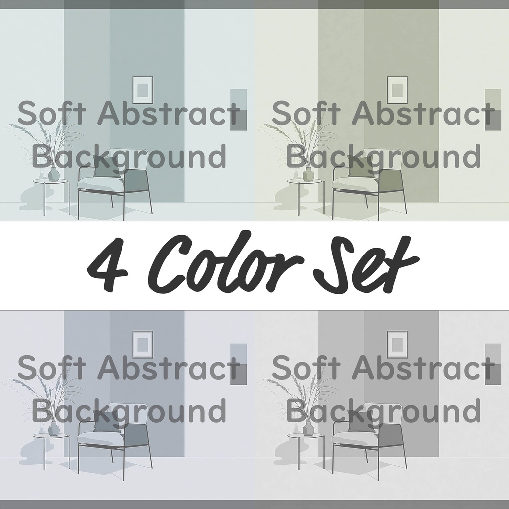 04_穏やかな室内シーン背景素材｜シンプル居住空間（4色セット）