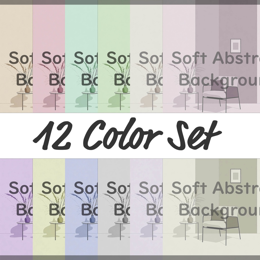 07_穏やかな室内シーン背景素材|シンプル居住空間(12色セット)