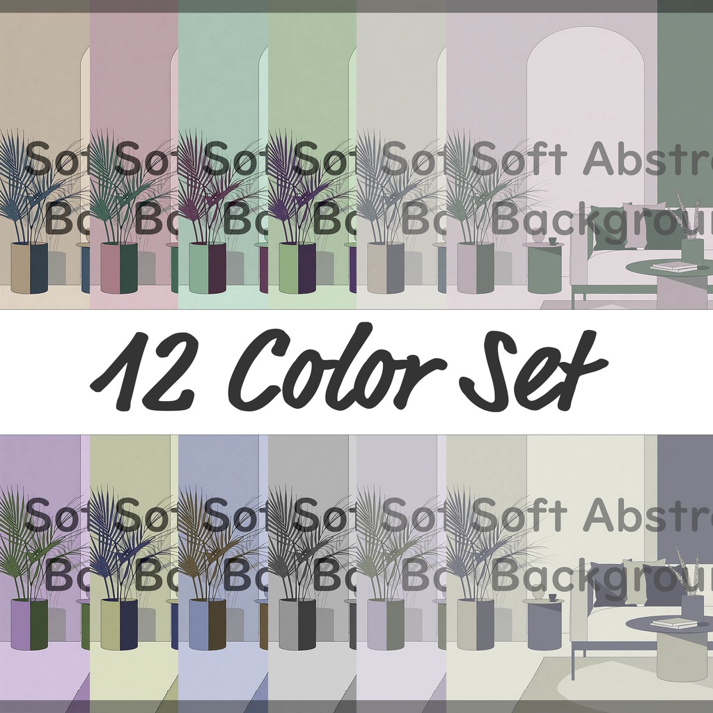 07_静かなモダンリビング空間背景素材|洗練インテリアシーン(12色セット)