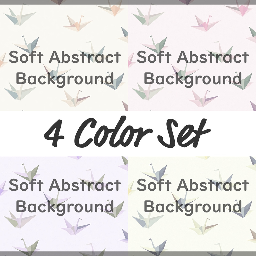 01_やさしい折り鶴パターン背景素材｜穏やかな和風イメージ（4色セット）