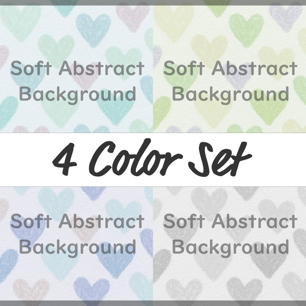 04_やわらかなハートパターン背景素材|やさしい手描きタッチデザイン(4色セット)