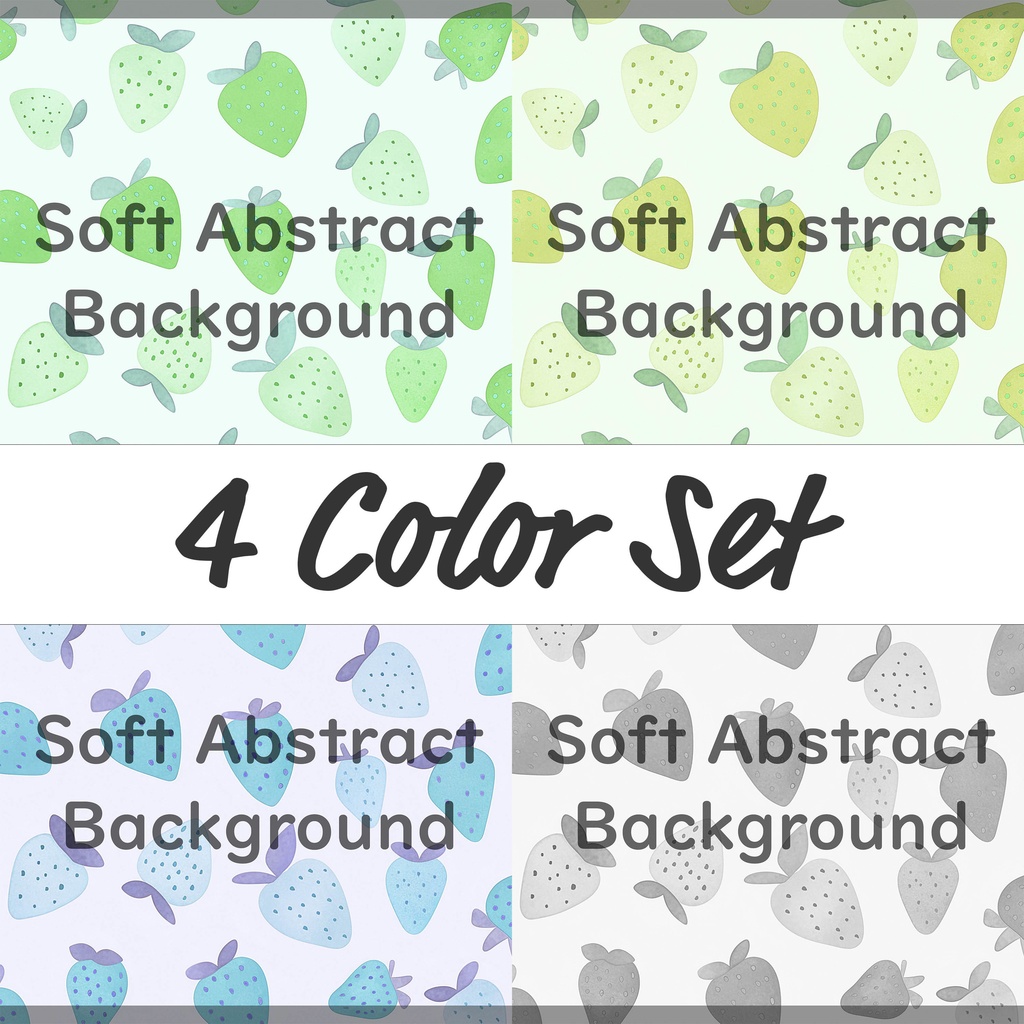 02_かわいいいちごモチーフ背景素材｜やさしいフルーツパターン（4色セット）