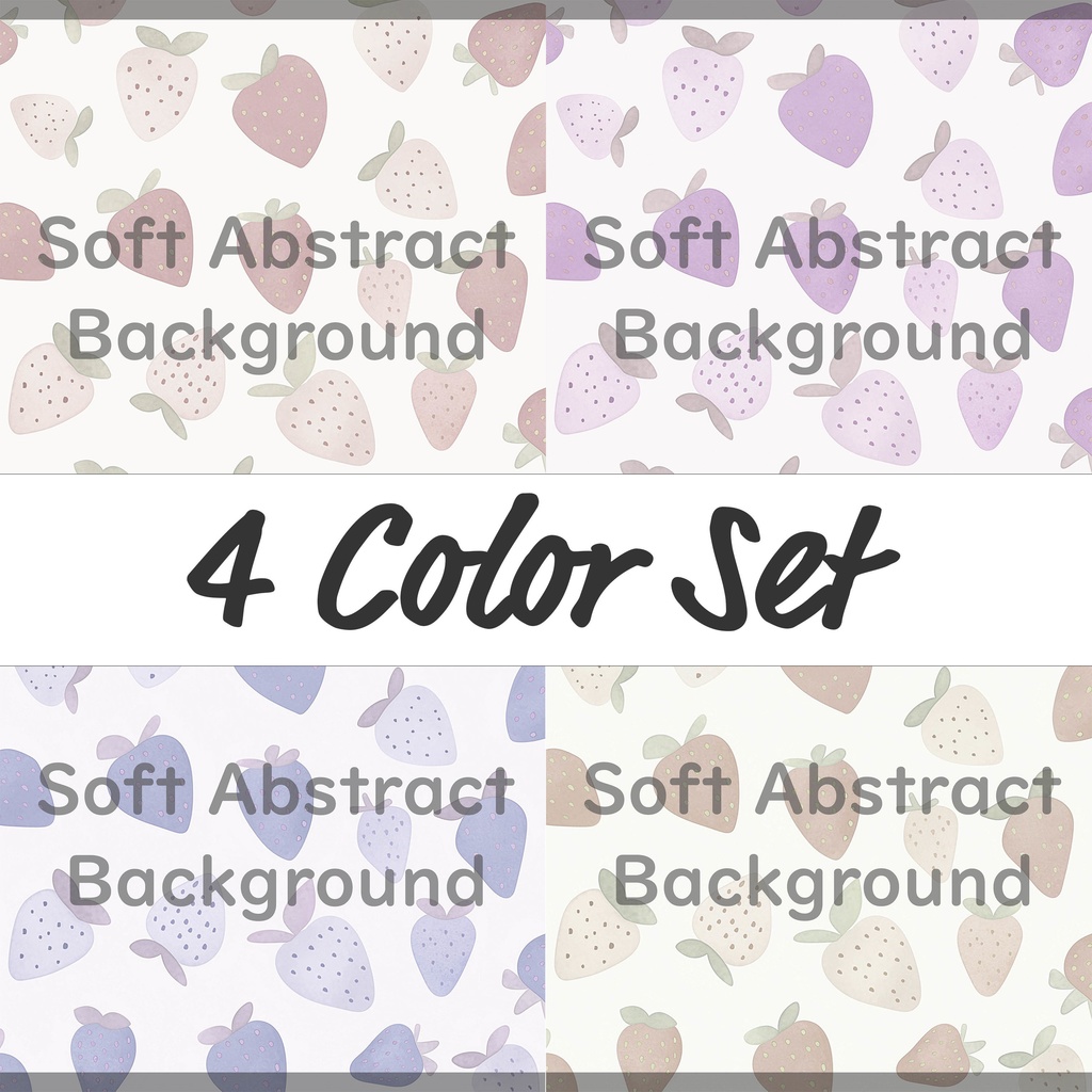 03_かわいいいちごモチーフ背景素材|やさしいフルーツパターン(4色セット)