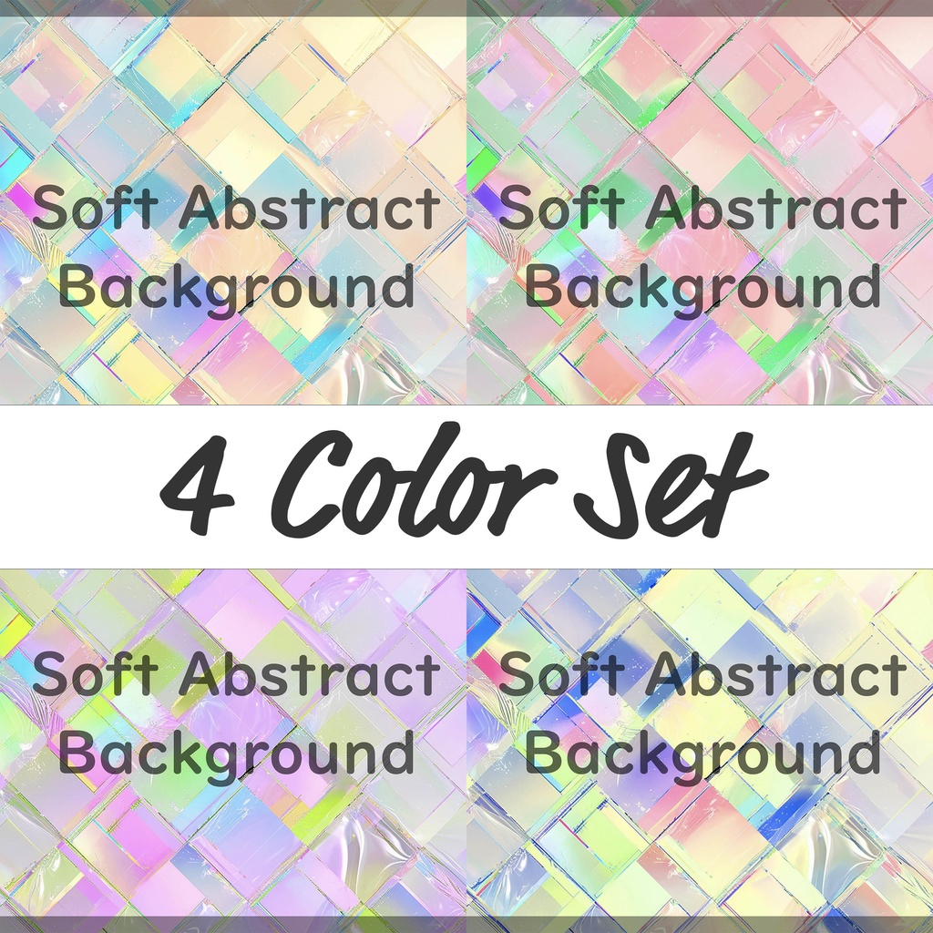 01_光が重なるホログラムタイル背景素材｜透明感デザイン（4色セット）