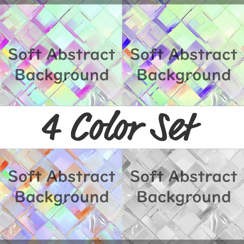 02_光が重なるホログラムタイル背景素材｜透明感デザイン（4色セット）