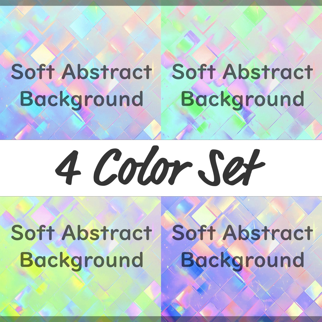 01_やさしく輝くホログラムタイル背景素材｜透明感パターンデザイン（4色セット）