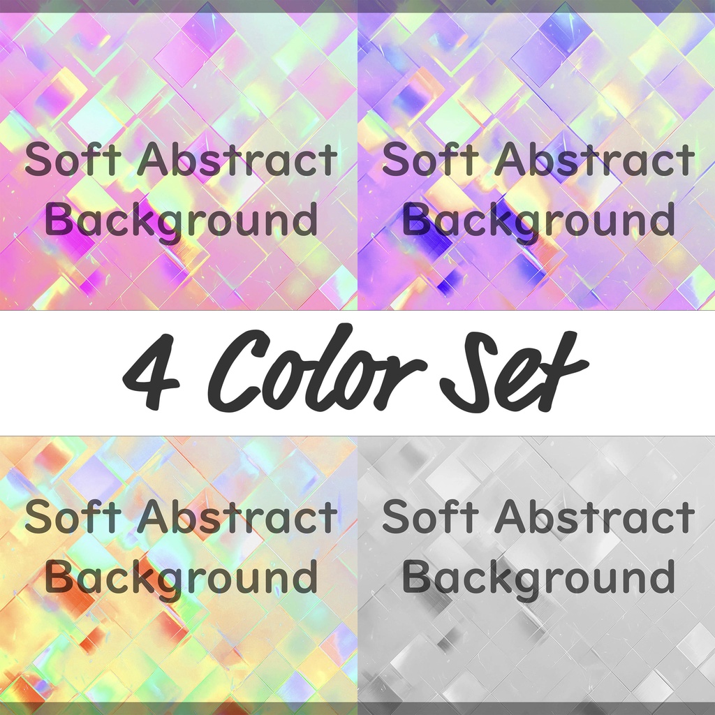02_やさしく輝くホログラムタイル背景素材|透明感パターンデザイン(4色セット)